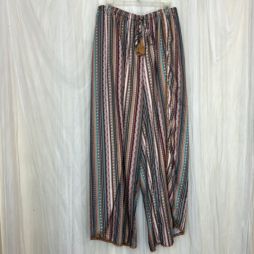 ⭐️ Shein boho loose wide wrap around leg dress pants draw string waist women XL